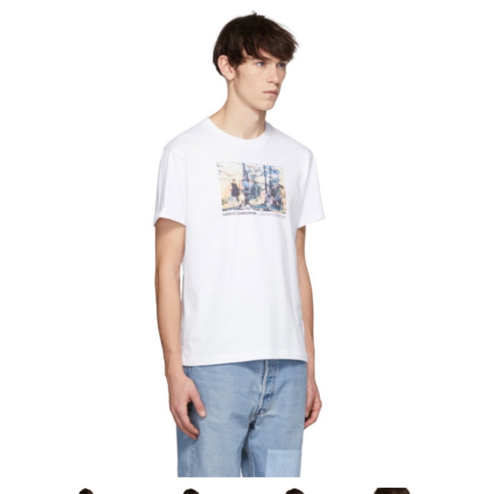 New HELMUT LANG Limited Edition White Tshirt Carolee Schneemann Jumping Print